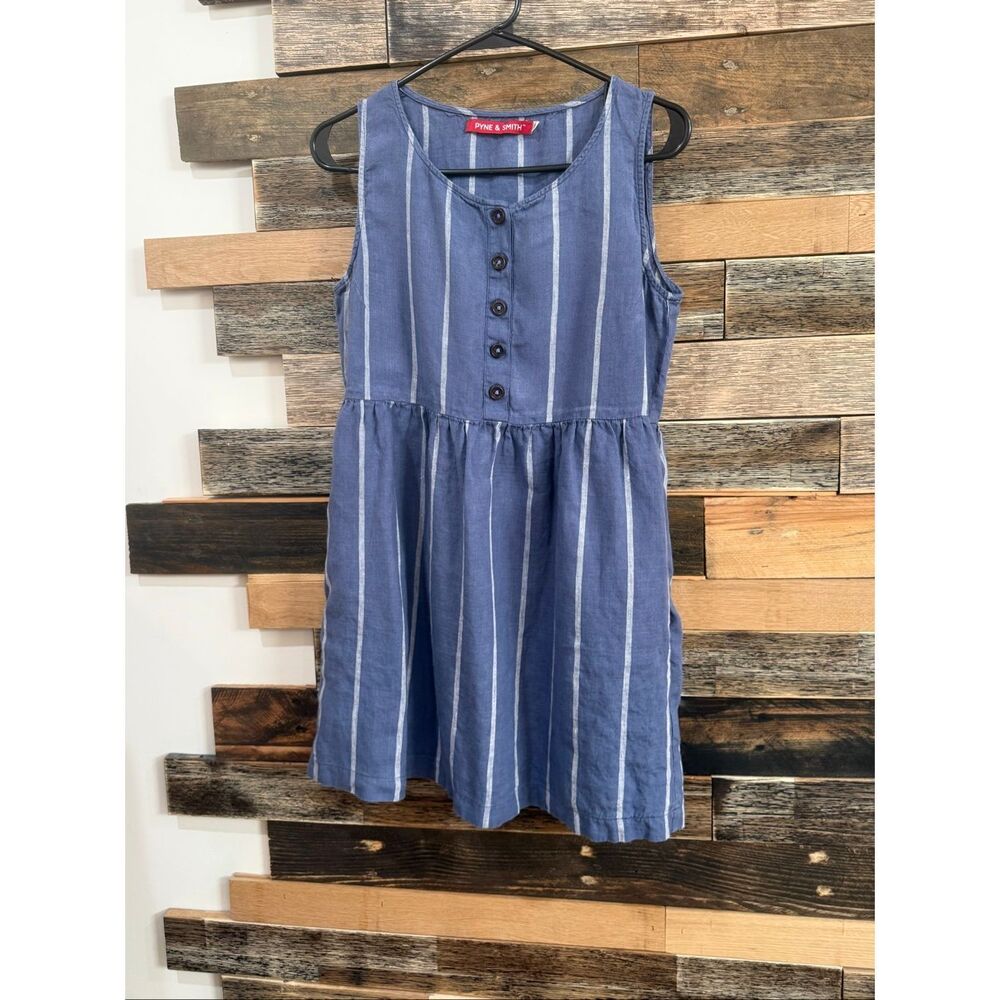 Pyne & Smith linen tunic dress waist ties side pockets size XS